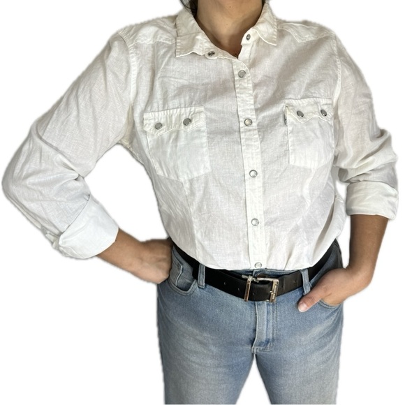 Levi’s - White Label Vintage Pearl Snap Western Shirt Size XL - Picture 5 of 8